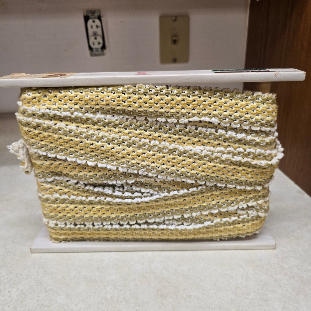 Vintage Conso Drapery Upholstery Trim Yellow‎ Green White Woven Gimp